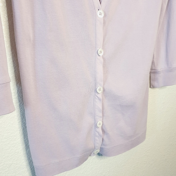 J. Crew Button Cardigan XS Women's Lavender  Shoulder Flower 3/4 Sleeves V Neck - Picture 5 of 12
